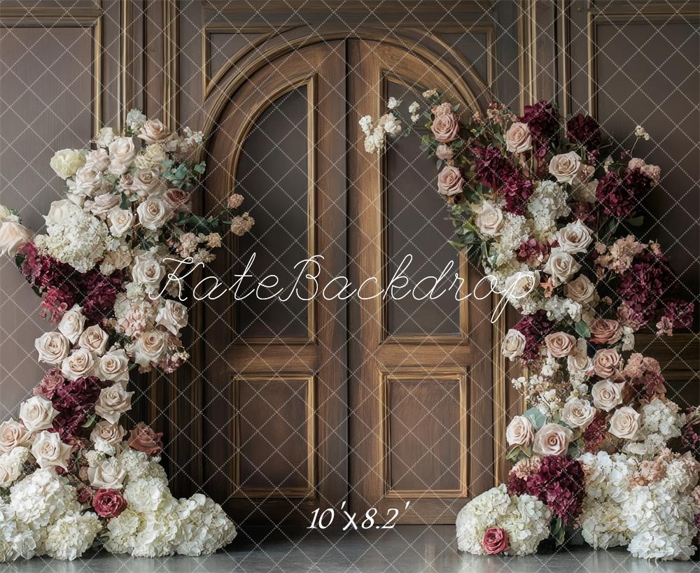 Kate Floral Arch Vintage Wood Door Backdrop Designed by Mini MakeBelieve -UK