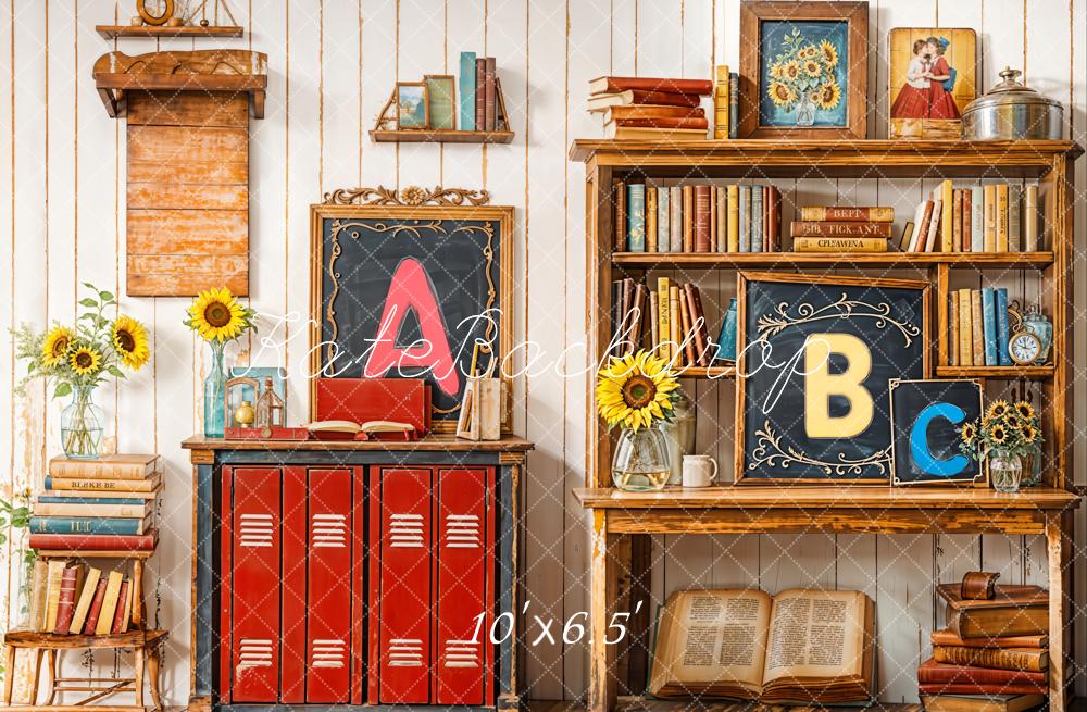 On Sale Kate Back to School Bookshelf Blackboard Backdrop Designed by Emetselch -UK