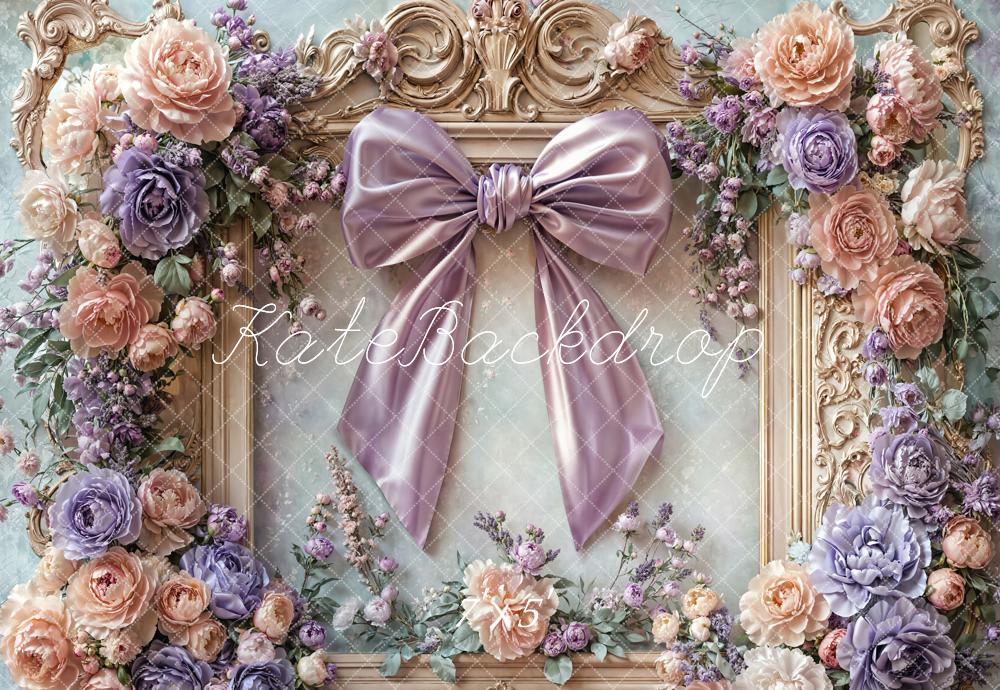 On Sale Kate Floral Bow Retro Frame Backdrop Designed by Emetselch -UK