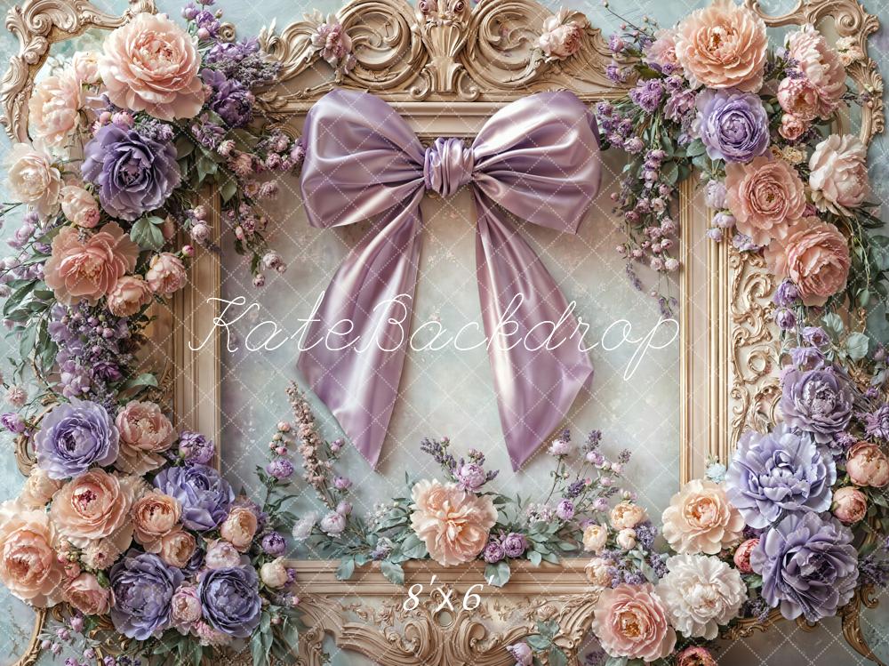 On Sale Kate Floral Bow Retro Frame Backdrop Designed by Emetselch -UK
