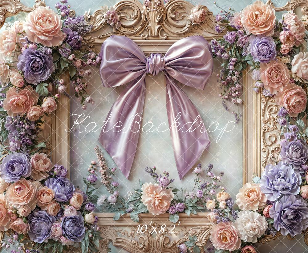 On Sale Kate Floral Bow Retro Frame Backdrop Designed by Emetselch -UK