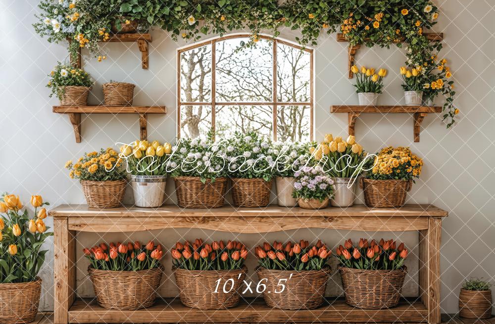 Kate Spring Floral Tulip Baskets Backdrop Designed by Emetselch -UK