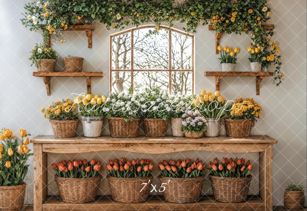 Kate Spring Floral Tulip Baskets Backdrop Designed by Emetselch -UK