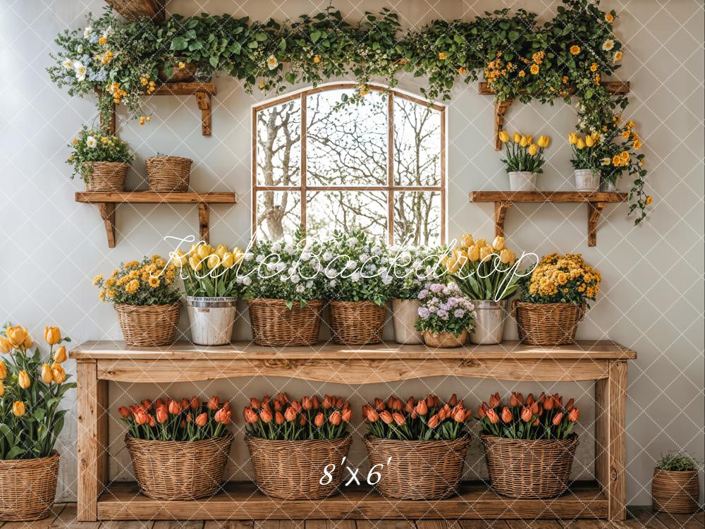 Kate Spring Floral Tulip Baskets Backdrop Designed by Emetselch -UK