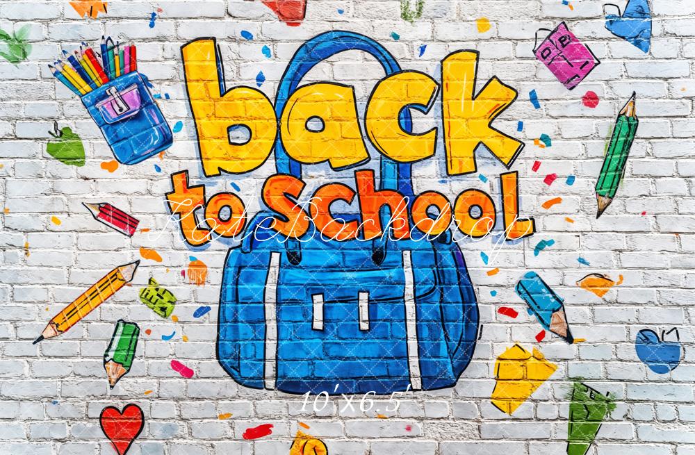 Kate Back to School Graffiti Brick Wall Backdrop Designed by Kate Image -UK