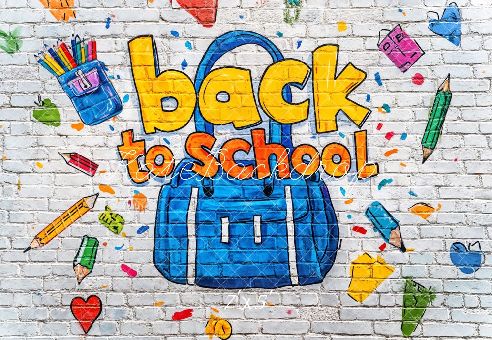 Kate Back to School Graffiti Brick Wall Backdrop Designed by Kate Image -UK