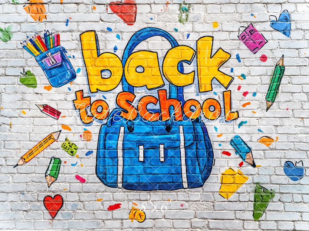 Kate Back to School Graffiti Brick Wall Backdrop Designed by Kate Image -UK