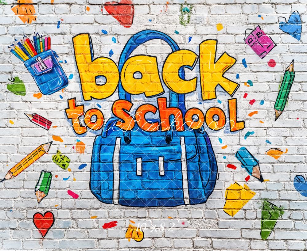 Kate Back to School Graffiti Brick Wall Backdrop Designed by Kate Image -UK