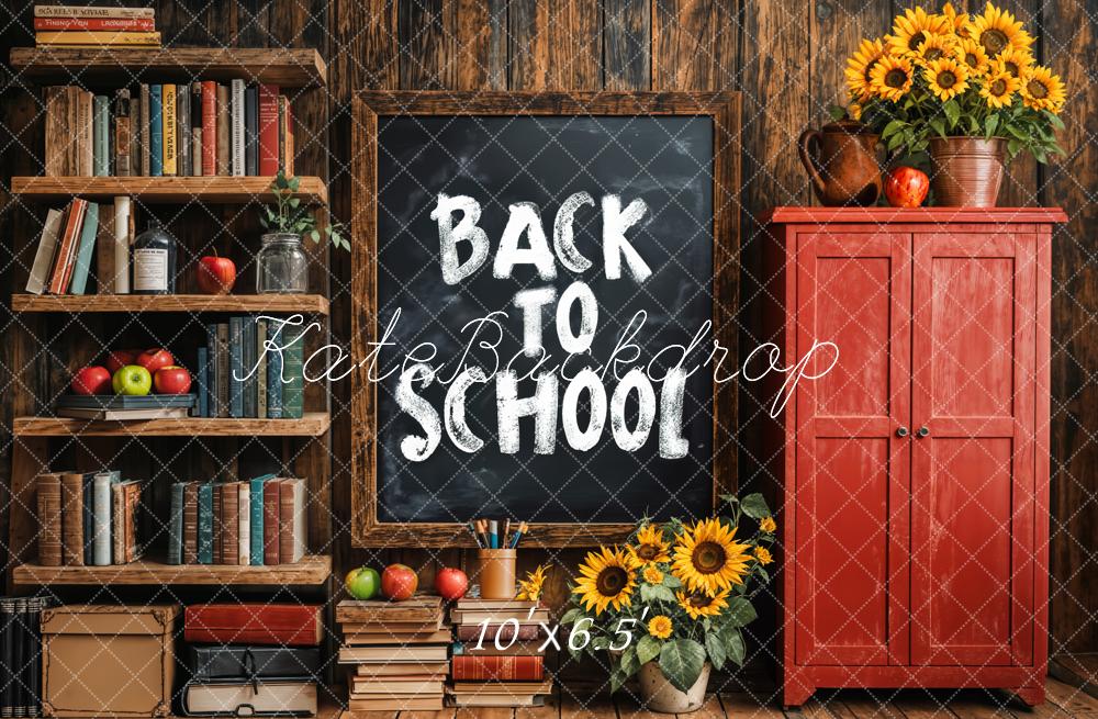 Kate Back To School Chalkboard Bookshelf Backdrop Designed by Emetselch -UK