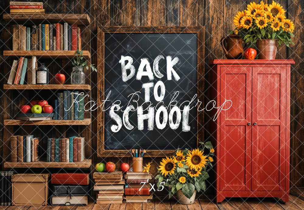 Kate Back To School Chalkboard Bookshelf Backdrop Designed by Emetselch -UK