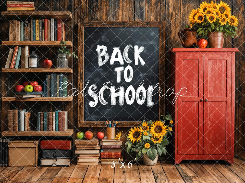 Kate Back To School Chalkboard Bookshelf Backdrop Designed by Emetselch -UK