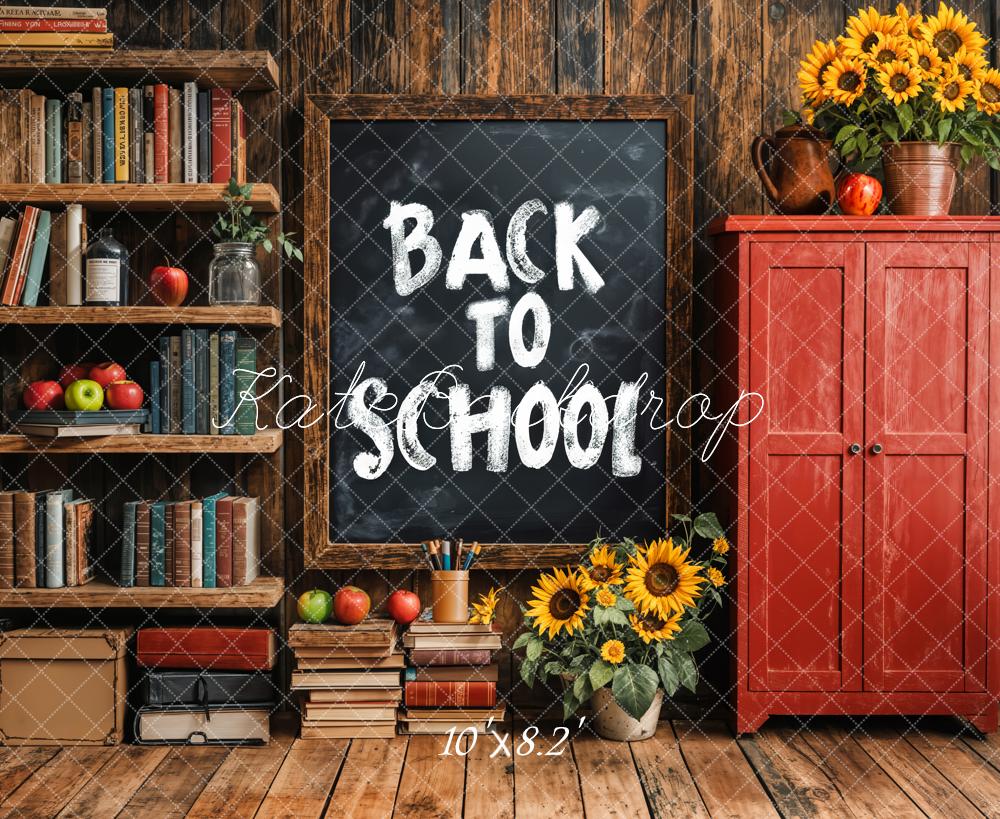 Kate Back To School Chalkboard Bookshelf Backdrop Designed by Emetselch -UK