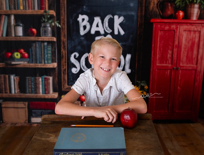 Kate Back To School Chalkboard Bookshelf Backdrop Designed by Emetselch -UK