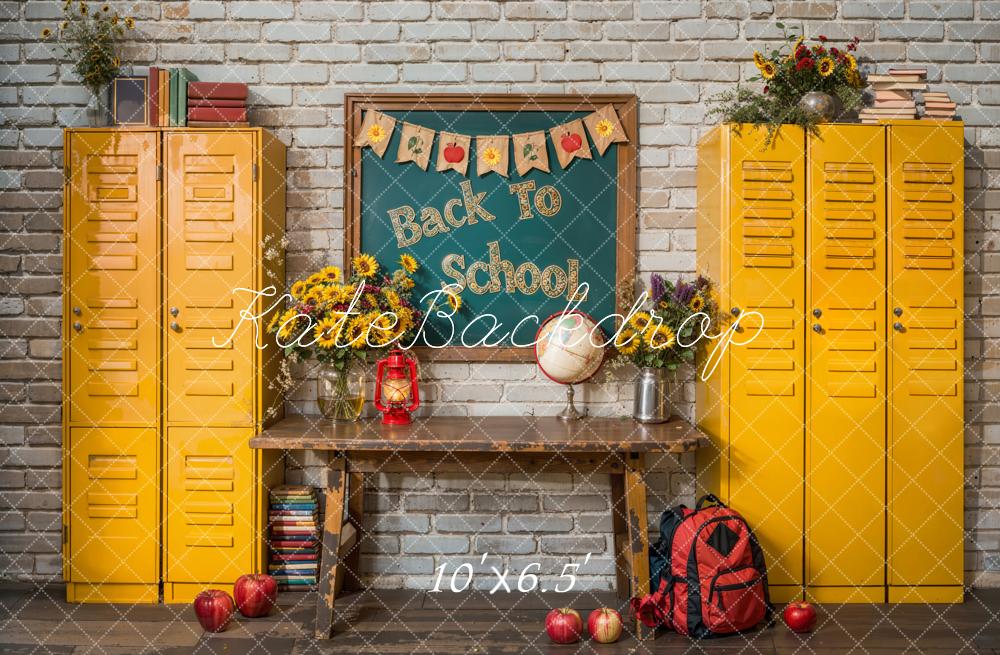 Kate Back To School Chalkboard Yellow Locker Backdrop Designed by Emetselch -UK
