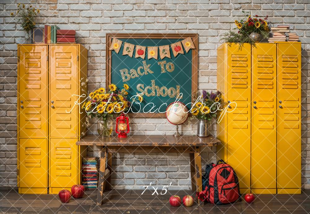 Kate Back To School Chalkboard Yellow Locker Backdrop Designed by Emetselch -UK