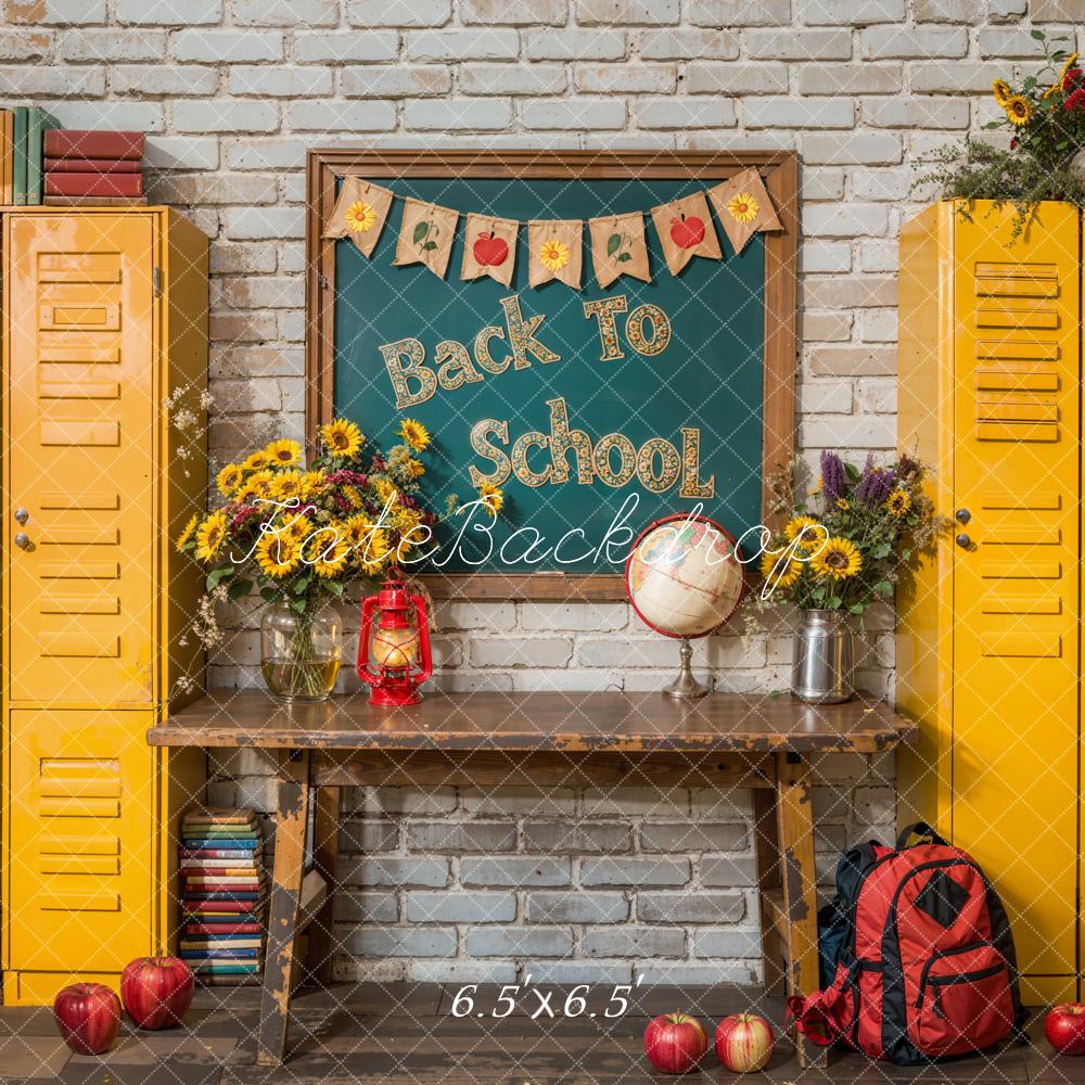 Kate Back To School Chalkboard Yellow Locker Backdrop Designed by Emetselch -UK
