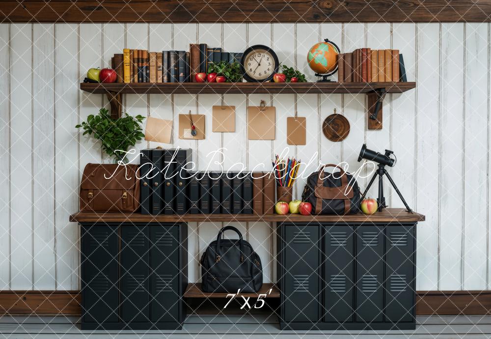 Kate Back to School Black Cabinets Bookshelf Backdrop Designed by Emetselch -UK