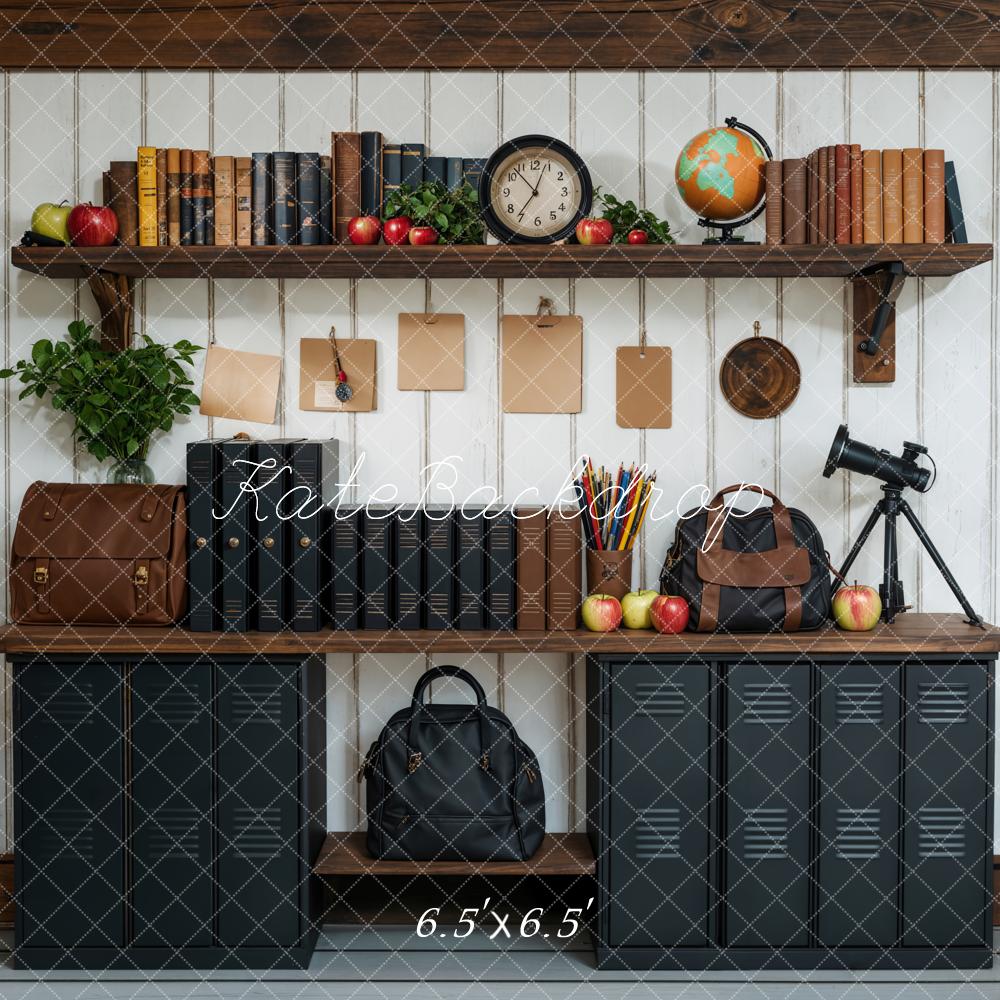 Kate Back to School Black Cabinets Bookshelf Backdrop Designed by Emetselch -UK