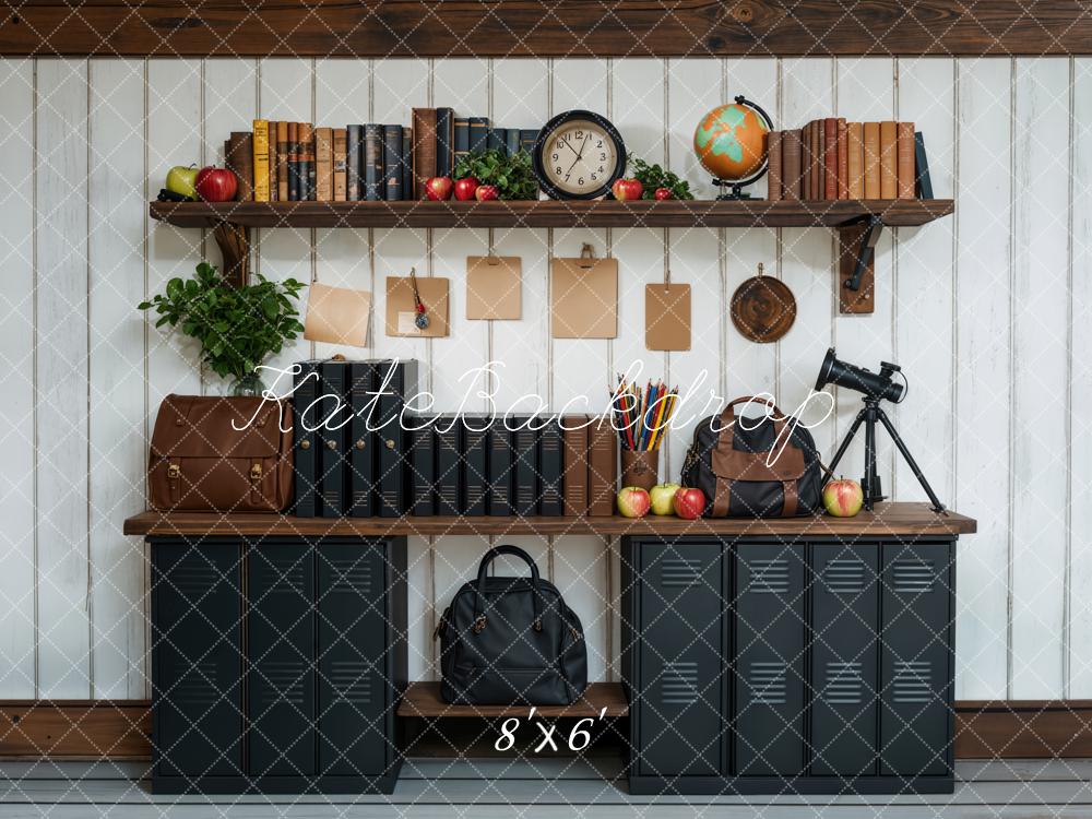 Kate Back to School Black Cabinets Bookshelf Backdrop Designed by Emetselch -UK