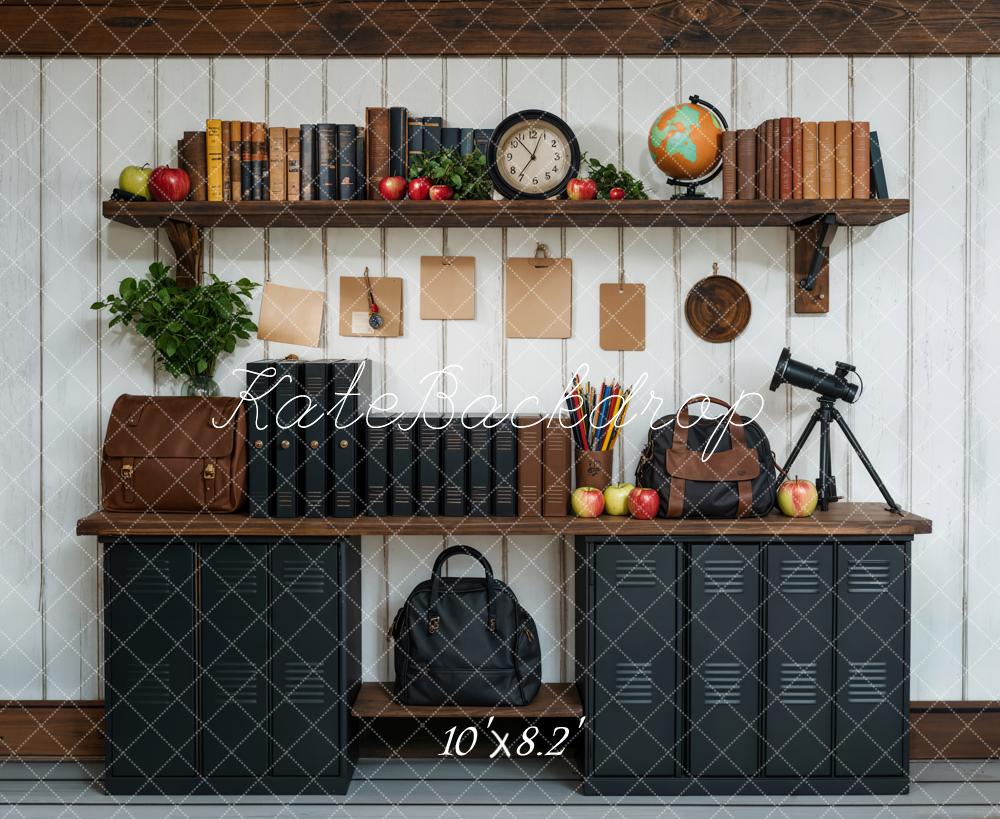 Kate Back to School Black Cabinets Bookshelf Backdrop Designed by Emetselch -UK