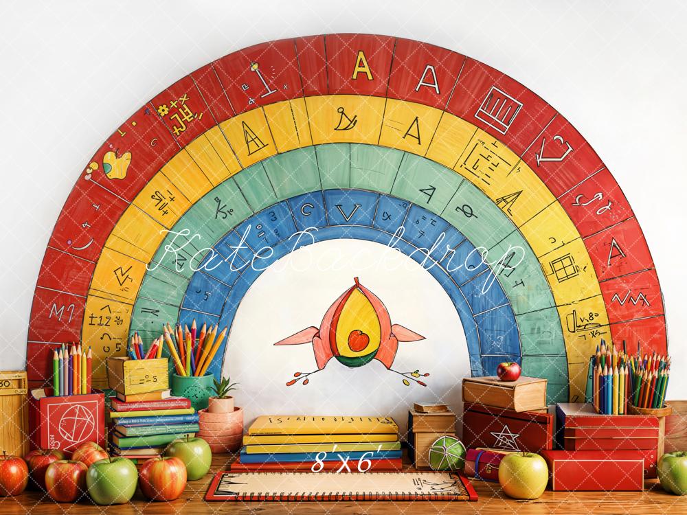 Kate Back to School Rainbow Pencils Backdrop Designed by Emetselch -UK
