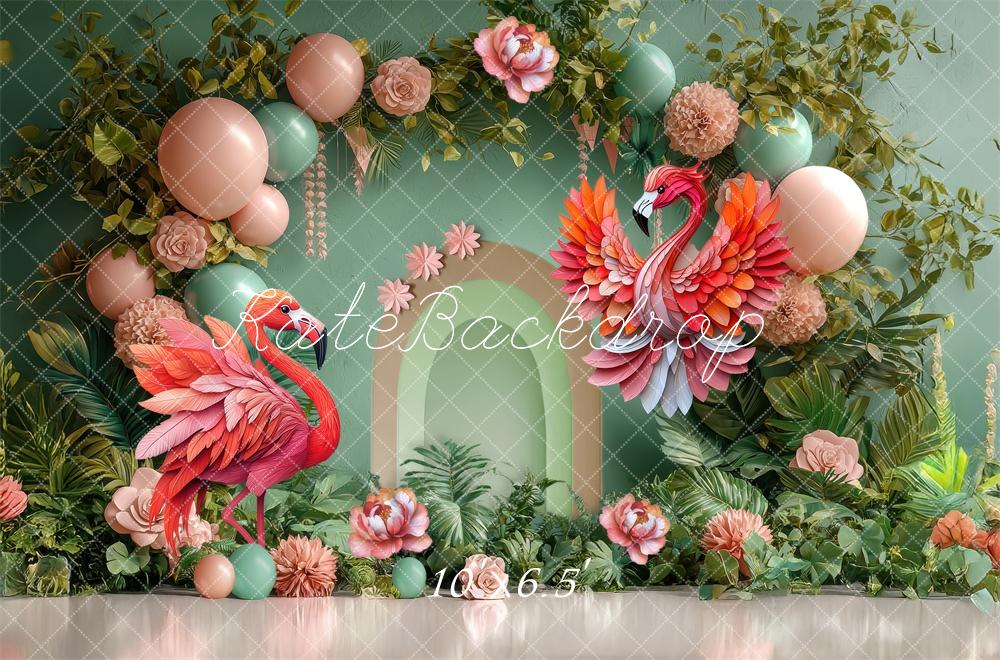Kate Party Flamingo Balloon Floral Backdrop Designed by Laura Bybee -UK