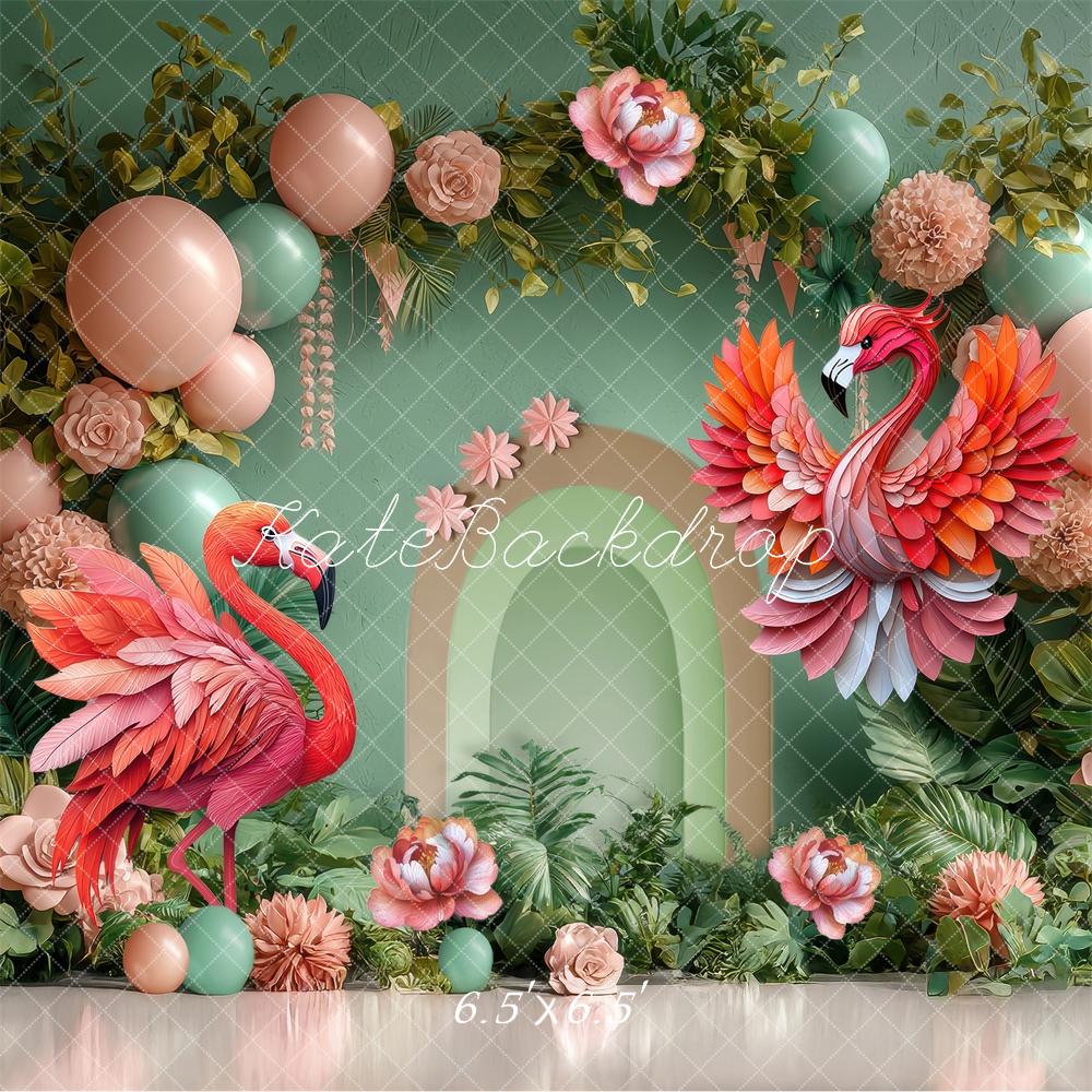 Kate Party Flamingo Balloon Floral Backdrop Designed by Laura Bybee -UK