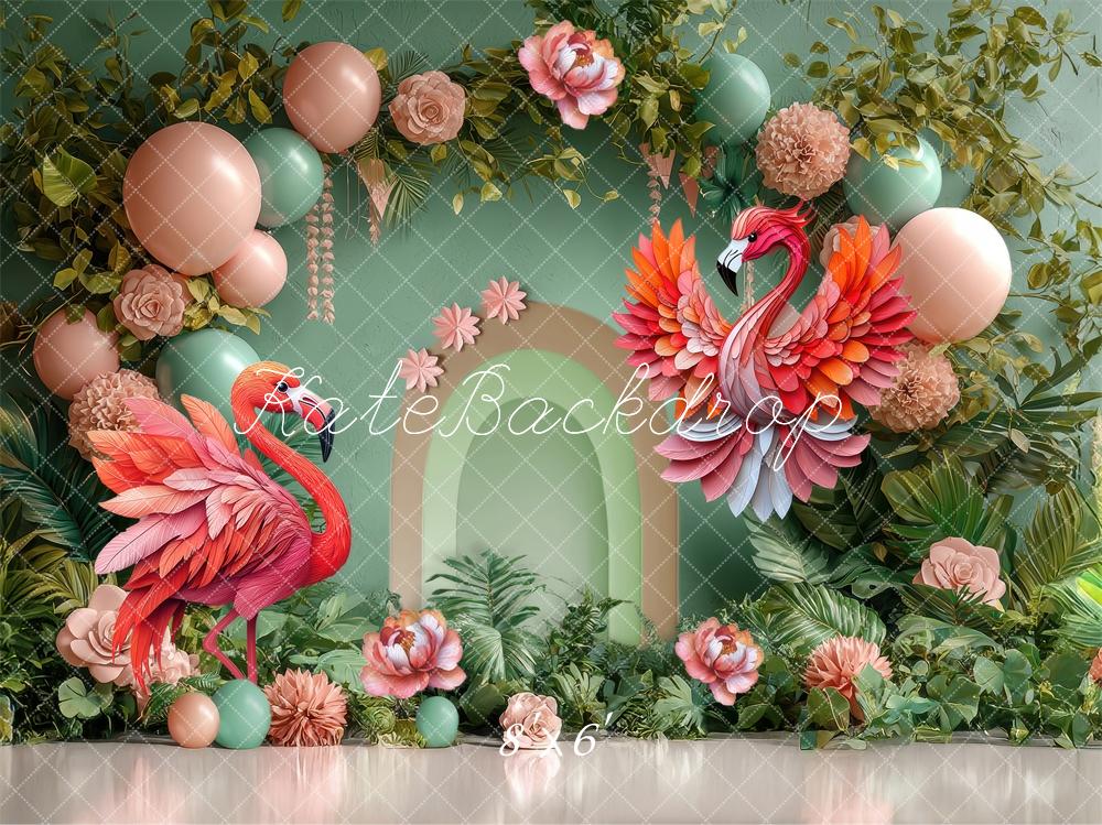 Kate Party Flamingo Balloon Floral Backdrop Designed by Laura Bybee -UK