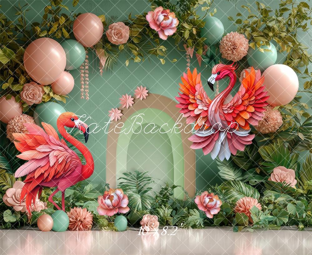 Kate Party Flamingo Balloon Floral Backdrop Designed by Laura Bybee -UK