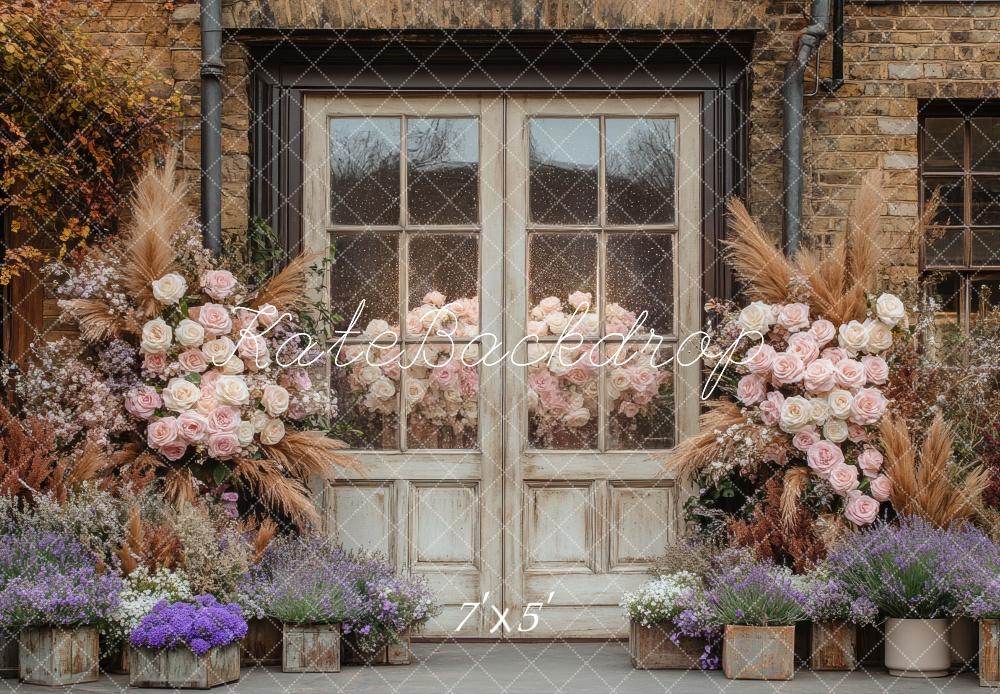 Kate Boho Rustic Floral Vintage Door Backdrop Designed by Mini MakeBelieve -UK