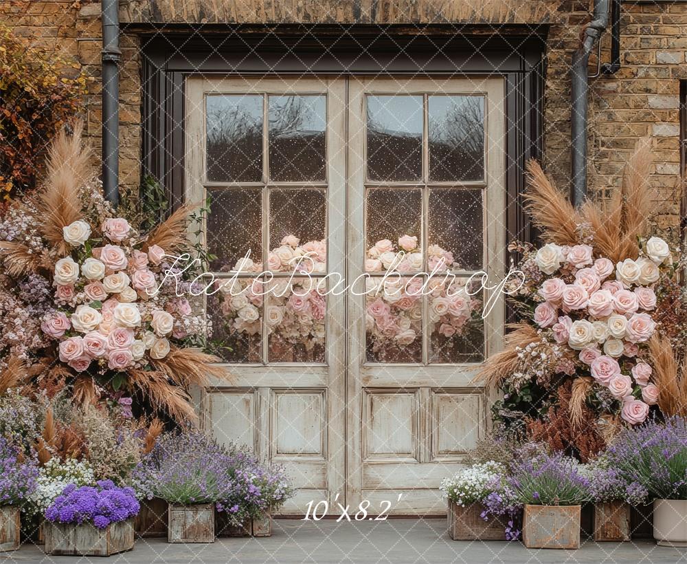 Kate Boho Rustic Floral Vintage Door Backdrop Designed by Mini MakeBelieve -UK