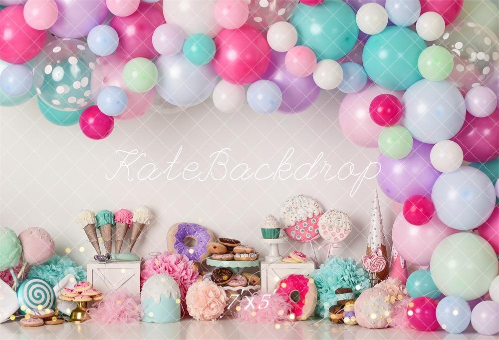 Kate Donut Icecream Balloons Birthday Backdrop Designed by Mandy Ringe Photography -UK