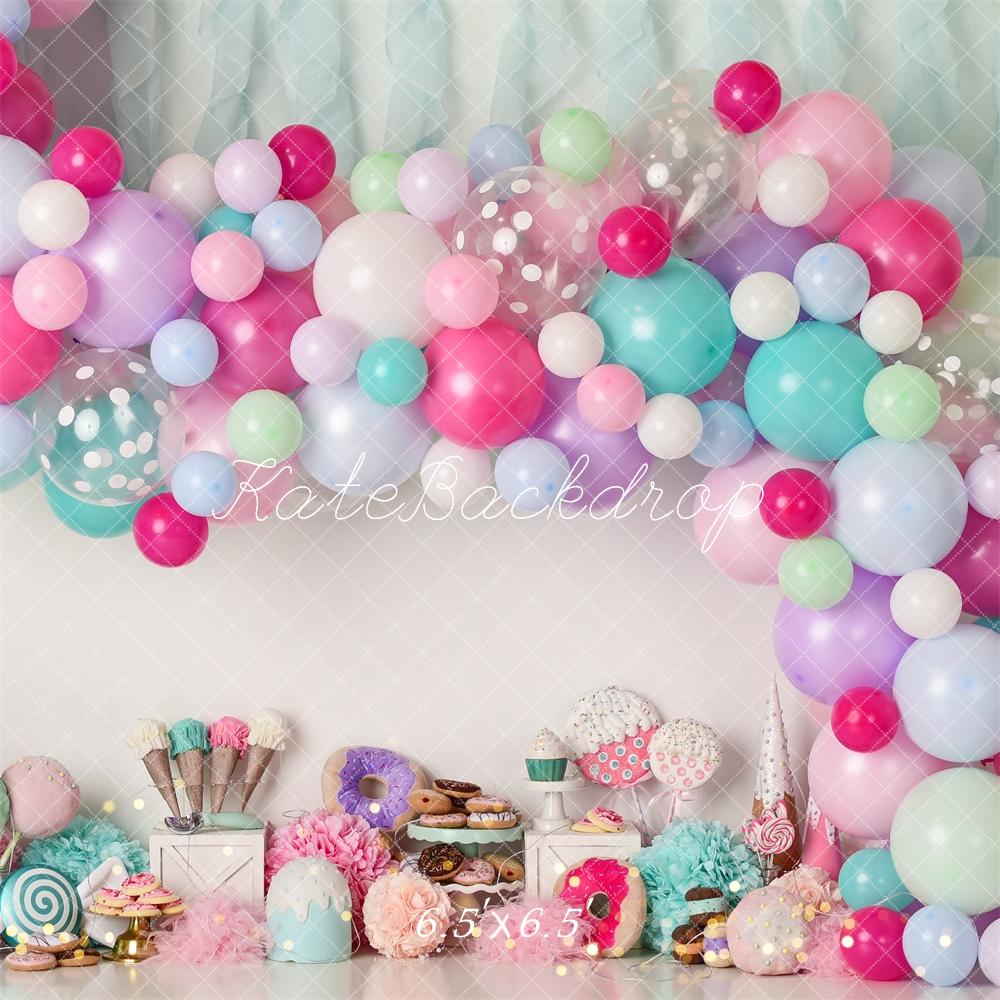 Kate Donut Icecream Balloons Birthday Backdrop Designed by Mandy Ringe Photography -UK