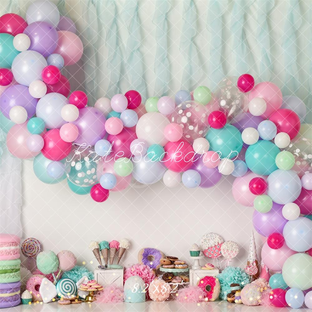 Kate Donut Icecream Balloons Birthday Backdrop Designed by Mandy Ringe Photography -UK