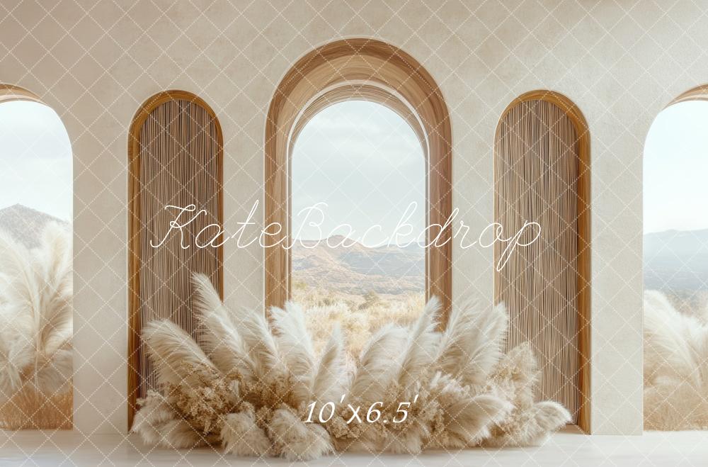 Kate Boho Arch Window Pampas Backdrop Designed by Mini MakeBelieve -UK