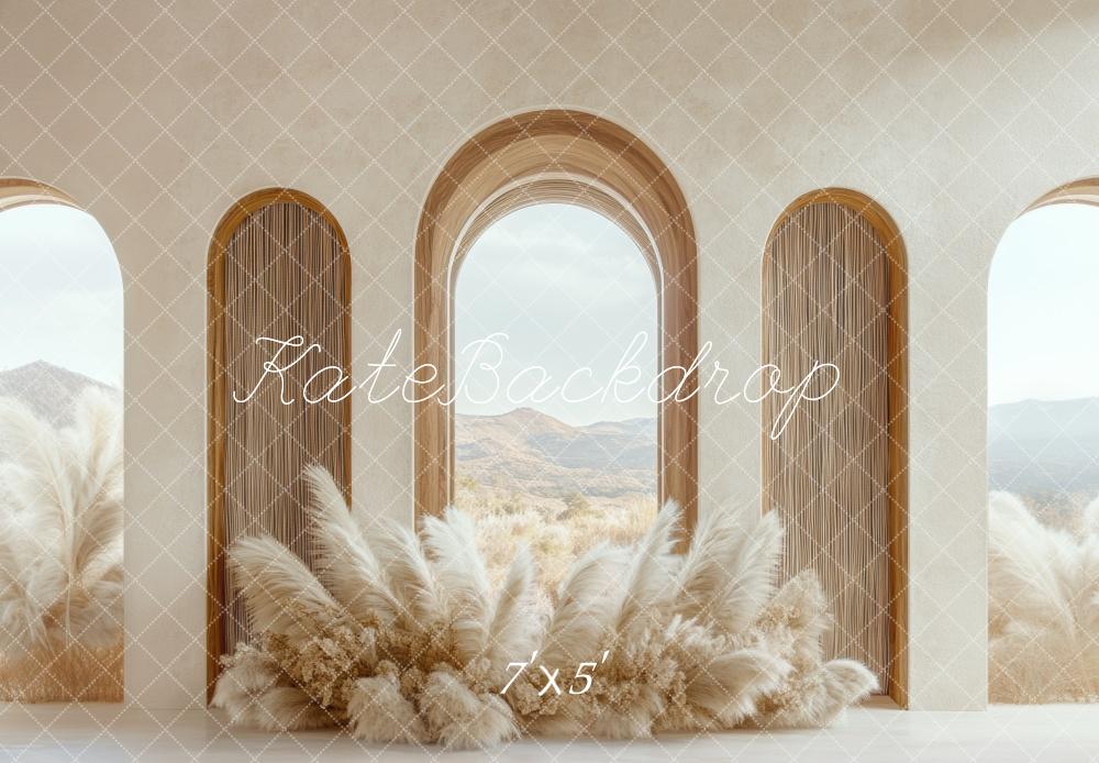 Kate Boho Arch Window Pampas Backdrop Designed by Mini MakeBelieve -UK