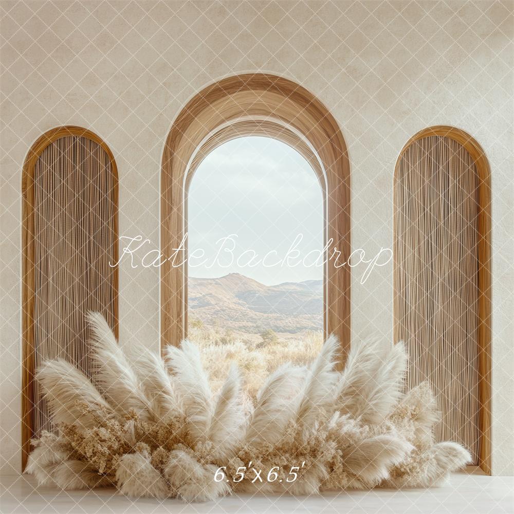 Kate Boho Arch Window Pampas Backdrop Designed by Mini MakeBelieve -UK