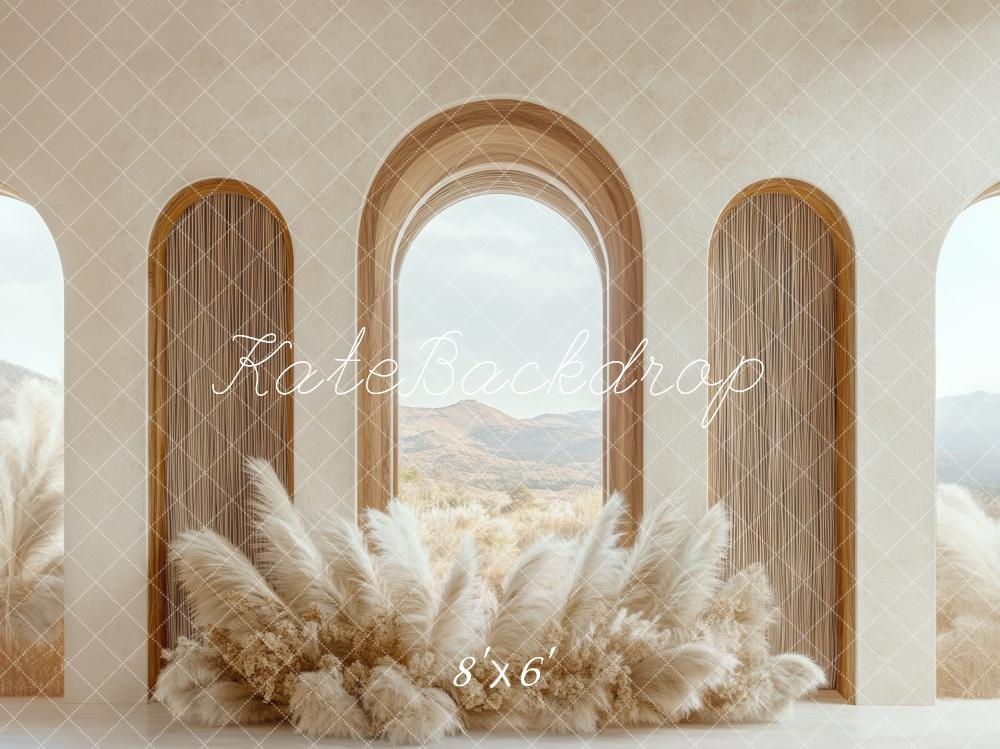 Kate Boho Arch Window Pampas Backdrop Designed by Mini MakeBelieve -UK