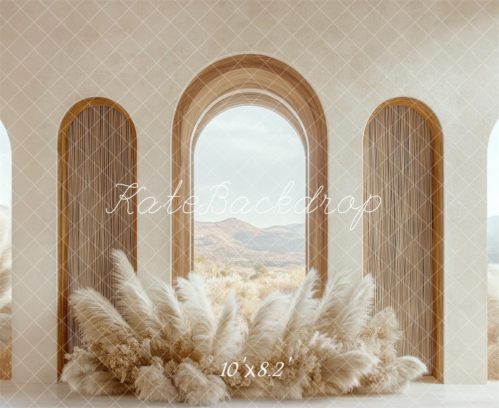 Kate Boho Arch Window Pampas Backdrop Designed by Mini MakeBelieve -UK