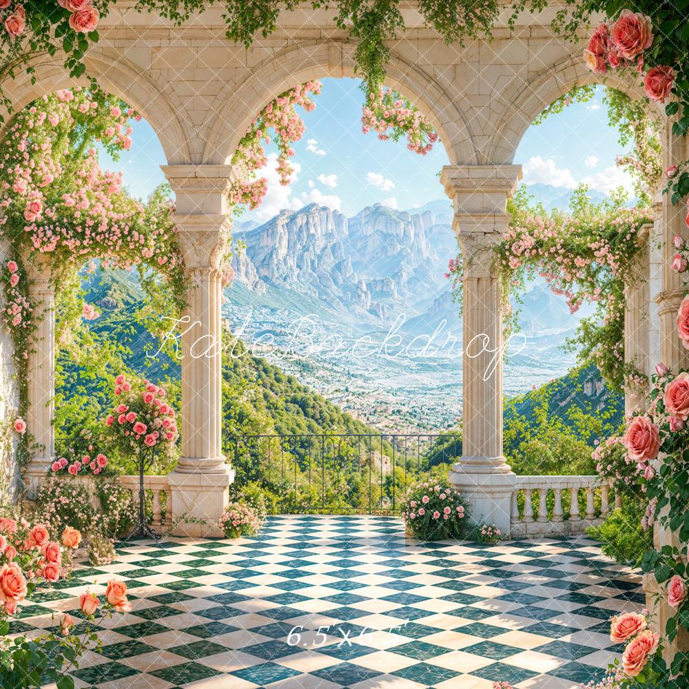 Kate Spring Floral Terrace Arch Mountain Backdrop Designed by Emetselch -UK