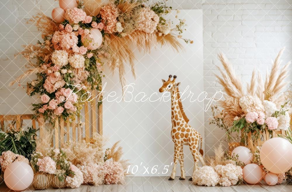 Kate Boho Floral Giraffe Backdrop Designed by Patty Robert -UK