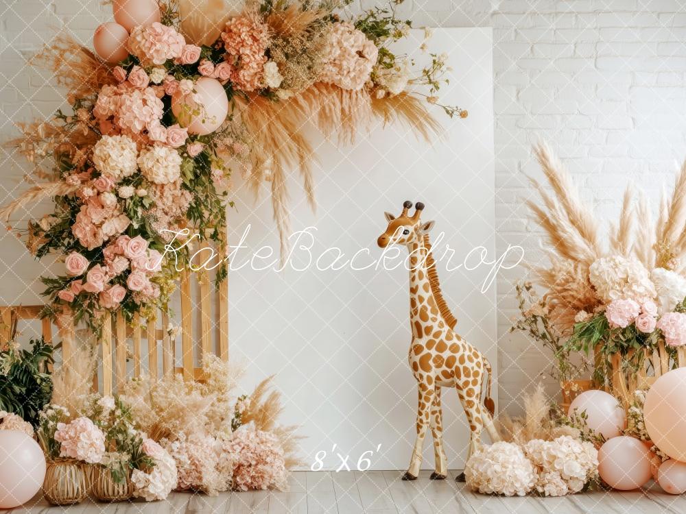 Kate Boho Floral Giraffe Backdrop Designed by Patty Robert -UK
