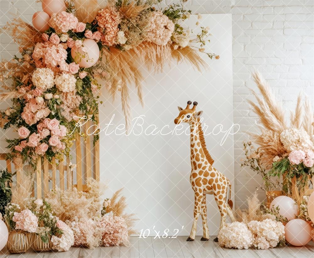 Kate Boho Floral Giraffe Backdrop Designed by Patty Robert -UK