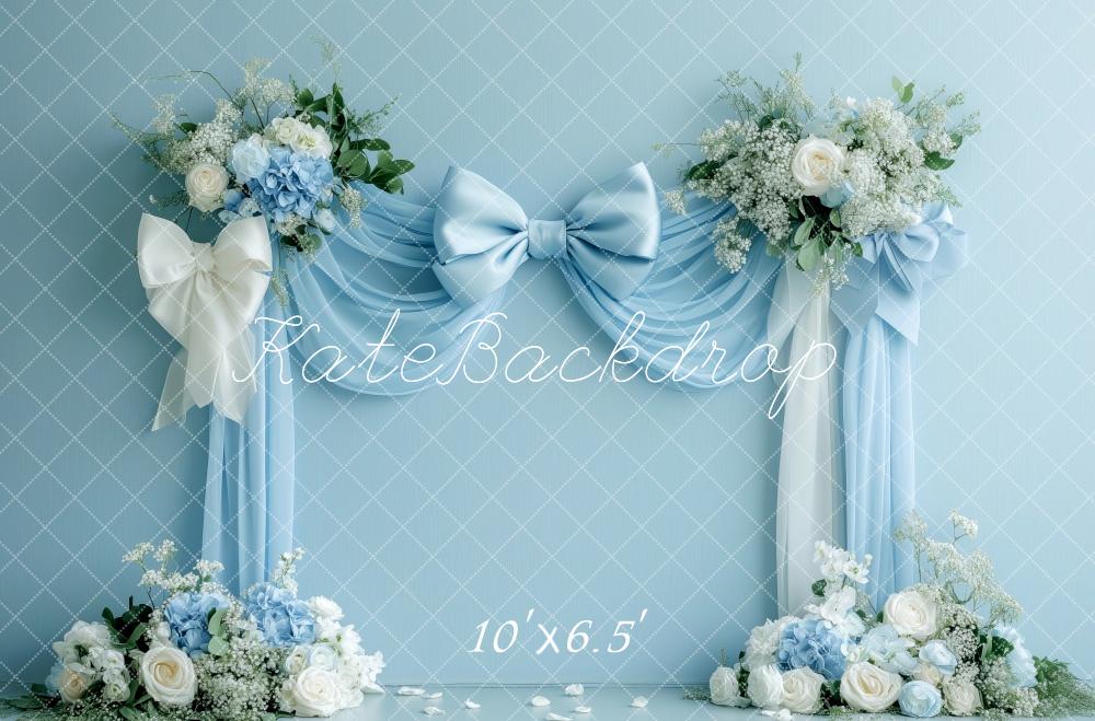 Kate Blue Bow Floral Spring Backdrop Designed by Patty Robert -UK