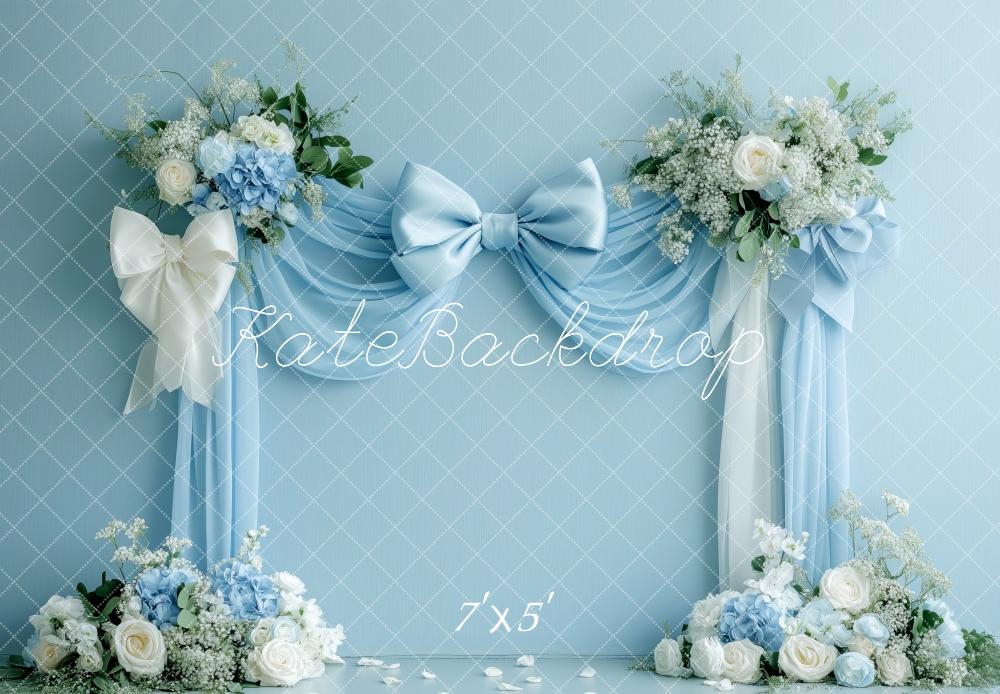 Kate Blue Bow Floral Spring Backdrop Designed by Patty Robert -UK