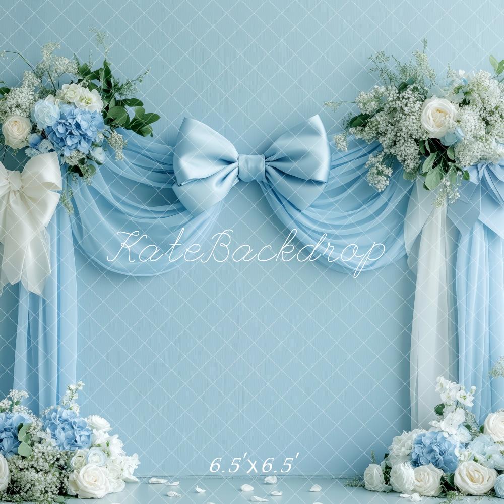 Kate Blue Bow Floral Spring Backdrop Designed by Patty Robert -UK