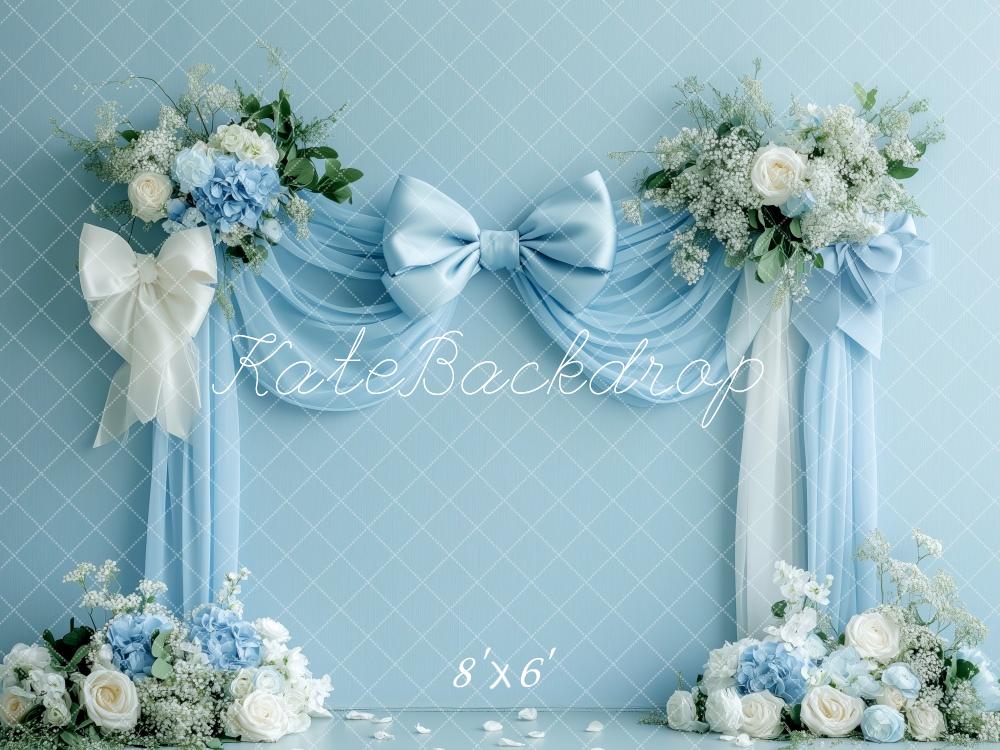 Kate Blue Bow Floral Spring Backdrop Designed by Patty Robert -UK