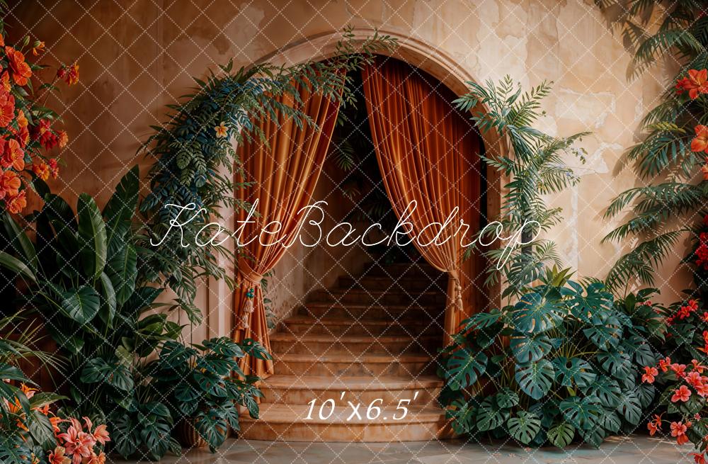 Kate Boho Arch Cascading Stairs Plants Backdrop Designed by Emetselch -UK