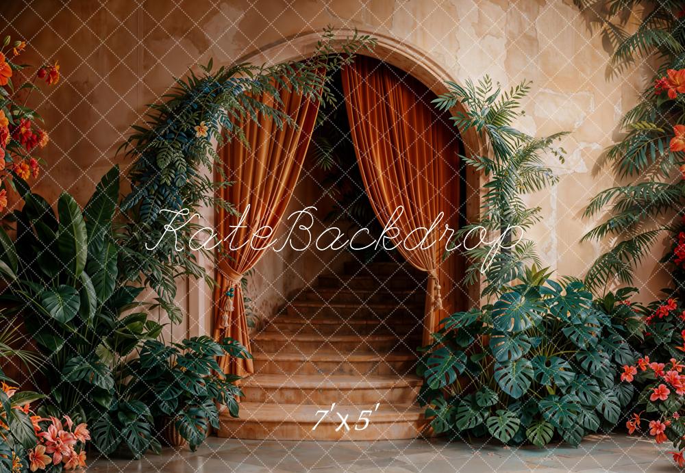 Kate Boho Arch Cascading Stairs Plants Backdrop Designed by Emetselch -UK