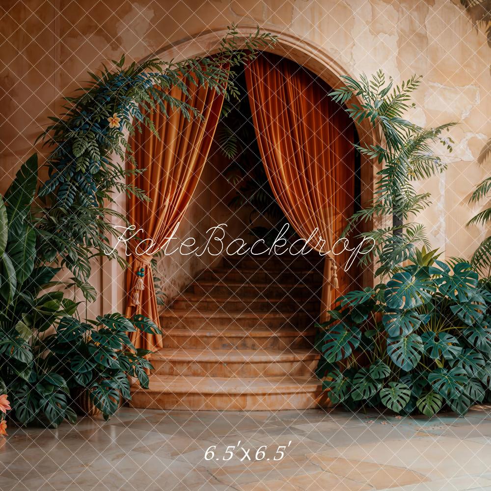 Kate Boho Arch Cascading Stairs Plants Backdrop Designed by Emetselch -UK